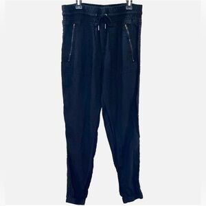 Athleta Cabo Linen Jogger Pants Black Size 2 Drawstring Elastic Waist Pockets
